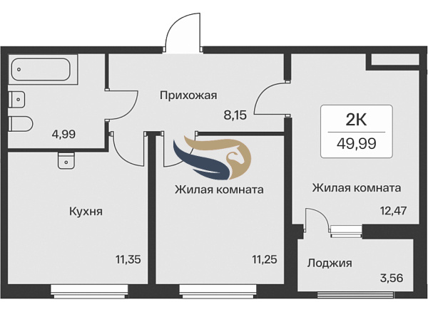 Двухкомнатная квартира в ЖК Расцветай в Янино